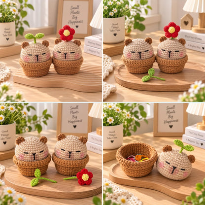Crochet Capybara with Basket: Handmade Acrylic Plush Toy