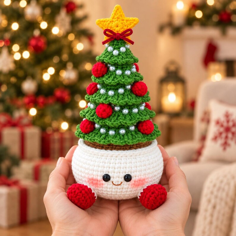 Crochet Christmas Tree Doll | Festive Mantel and Shelf Decor | Handmade Christmas Gift