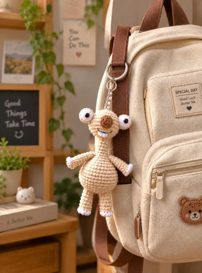 Sid the Sloth Amigurumi, Crochet Sloth, Ice Age Character Crochet, Gift For Her, Bag Charm, Long Neck Sloth, Crochet Sid Keychain, Sid Lover