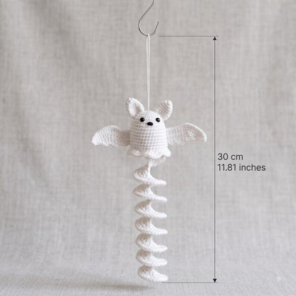Handmade Crochet Bat Halloween Ornament with Spiral Tail
