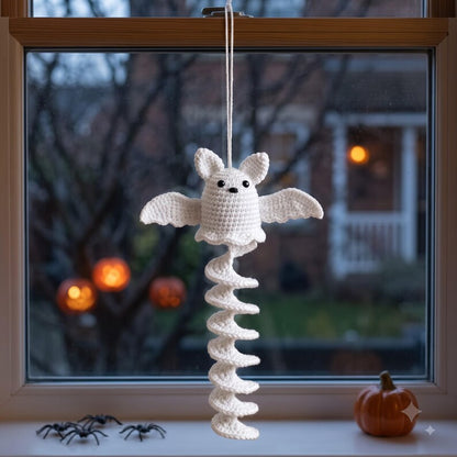Handmade Crochet Bat Halloween Ornament with Spiral Tail