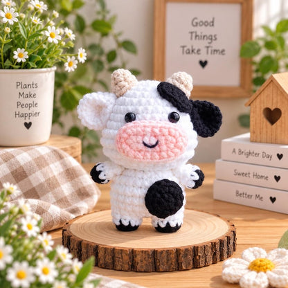 Little Fluffy Cow Plushie, Cute Mini Cow Crochet Plush, Moochi Tiny Cow, Cow Amigurumi, Crochet Bag Charm, Crochet Keychain, Stuffed Animal