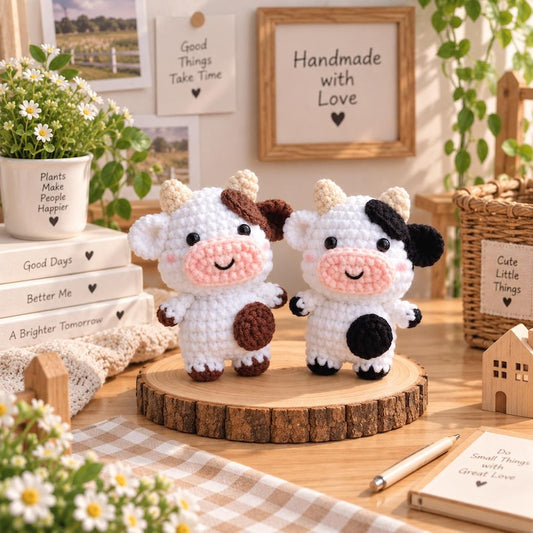 Little Fluffy Cow Plushie, Cute Mini Cow Crochet Plush, Moochi Tiny Cow, Cow Amigurumi, Crochet Bag Charm, Crochet Keychain, Stuffed Animal