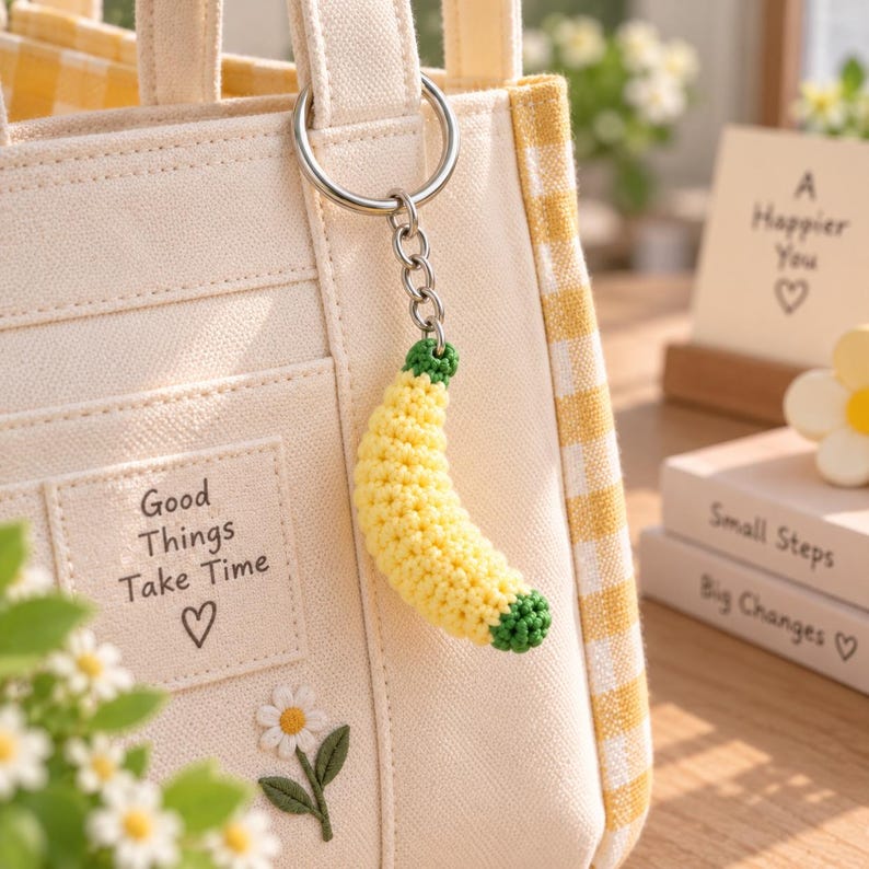 Crochet Monkey With Banana Keychain, Crochet Baby Monkey Keychain,Amigurumi Monkey, Crochet Monkey, Monkey Cute Gifts, Crochet Keychain
