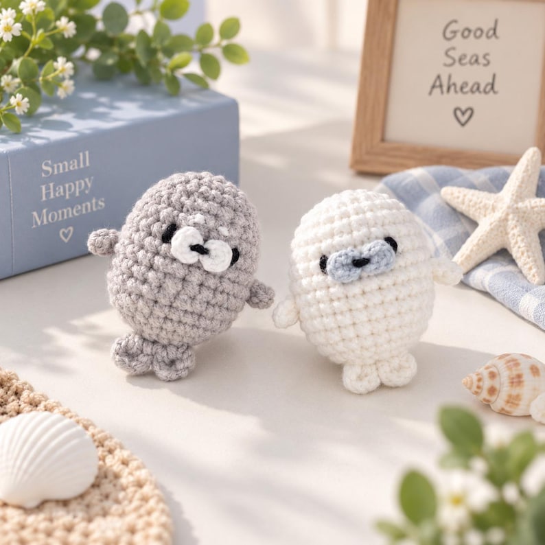 Crochet Seal Amigurumi, Handmade Baby Seal Plush, Cute Ocean Animal, Mini Crochet Seal Toy, Marine Lover Gift, Crochet Sea Animal