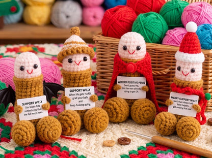 Funny Crochet Christmas Plush, Handmade Holiday Gift, Silly Crochet Doll, Unique Christmas Gift, Stocking Stuffer, Funny Gift