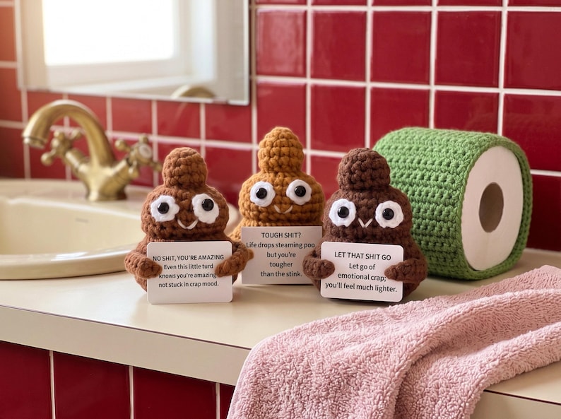 Funny Crochet Doll, Handmade Plush Toy, Silly Novelty Gift, Quirky Desk Decor, Funny Gift for Friends, Unique Handmade Gift