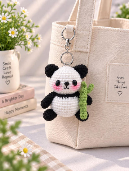 Cute Crochet Panda Keychain, Amigurumi Panda Charm, Kawaii Panda Plush Keyring, Handmade Animal Gift, Bag Charm Accessory, Crochet Keychain