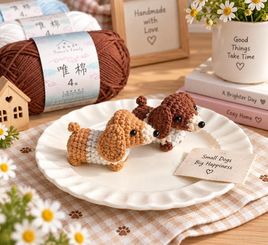 Handmade Crocheted Dachshund, Wiener Dog Keychain – Cute Pet Accessory, Perfect Gift for Dog Lovers, Crochet Keychain, Crochet Dog, Cute Dog