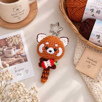 Crochet Raccoon Keychain, Crochet Red Panda Keychain, Baby Raccoon Plush Toy Keychain, Raccoon Stuffed Animal, Raccoon Cute Gifts