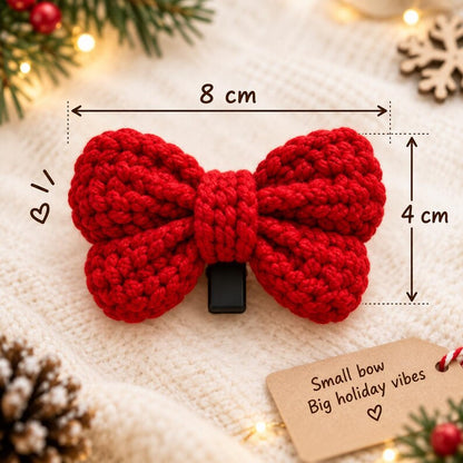 Crochet Christmas Bow Vent Clip, Handmade Car Vent Decor, Holiday Car Accessory, Christmas Car Decoration, Cute Bow Car Clip, Xmas Gift