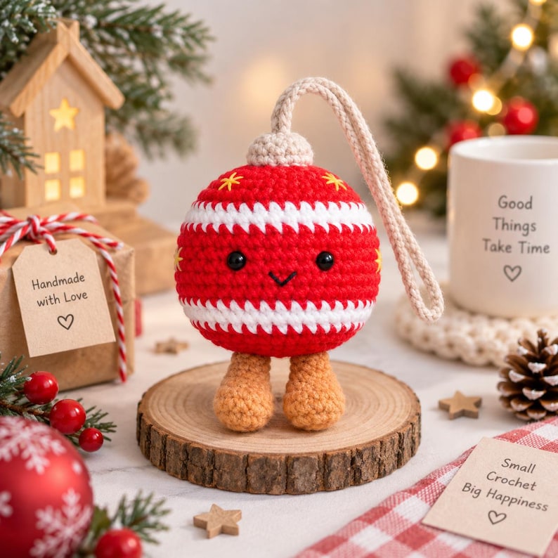 Jellycat Christmas Ball Crochet, Xmas Ornaments Decoration, Tree Decor Amigurumi, Christmas Crochet, Christmas Decorations, Christmas Gift