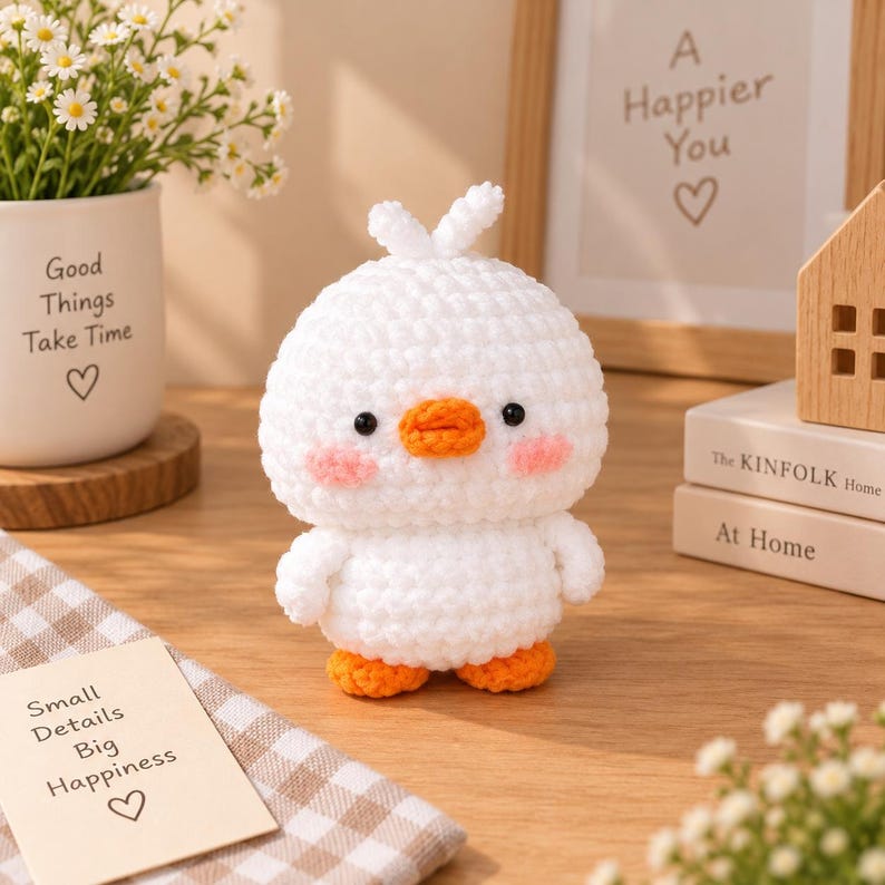 Cute Crochet Duck Plush, Handmade Amigurumi Duck Toy, Kawaii Yellow Duck & White Duck, Mini Crochet Animal, Gift for Duck Lovers, Angry Duck