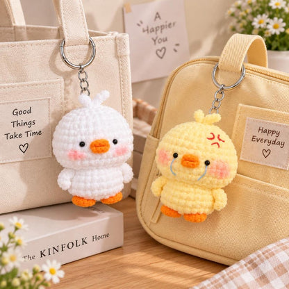 Cute Crochet Duck Plush, Handmade Amigurumi Duck Toy, Kawaii Yellow Duck & White Duck, Mini Crochet Animal, Gift for Duck Lovers, Angry Duck