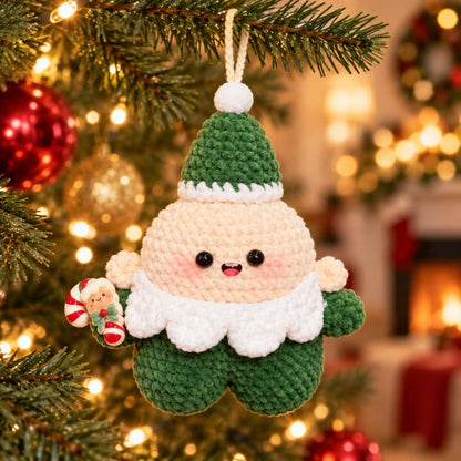 Crochet Christmas Ornament | Handmade Amigurumi Tree Decoration | Red or Green Holiday Gift