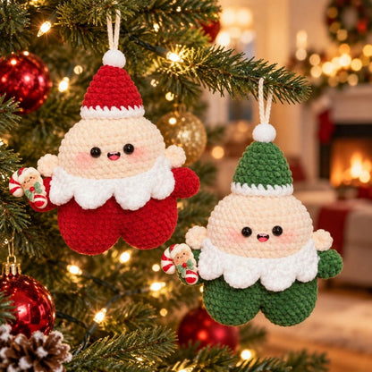 Crochet Christmas Ornament | Handmade Amigurumi Tree Decoration | Red or Green Holiday Gift