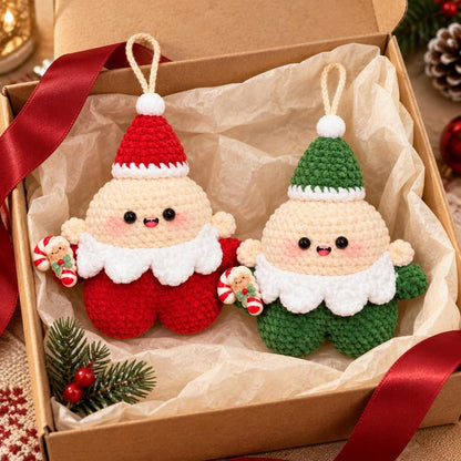 Crochet Christmas Ornament | Handmade Amigurumi Tree Decoration | Red or Green Holiday Gift