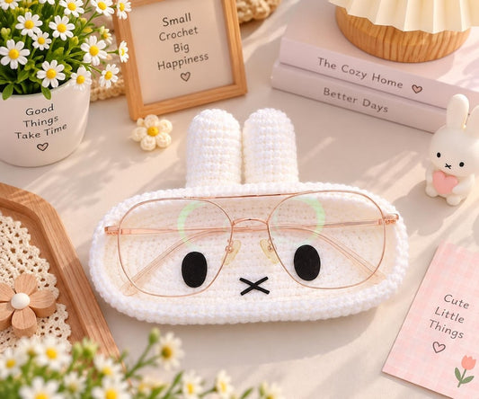 Crochet Miffy Glasses Holder: Acrylic Eyeglass Tray, Crochet Cute Glasses Holder