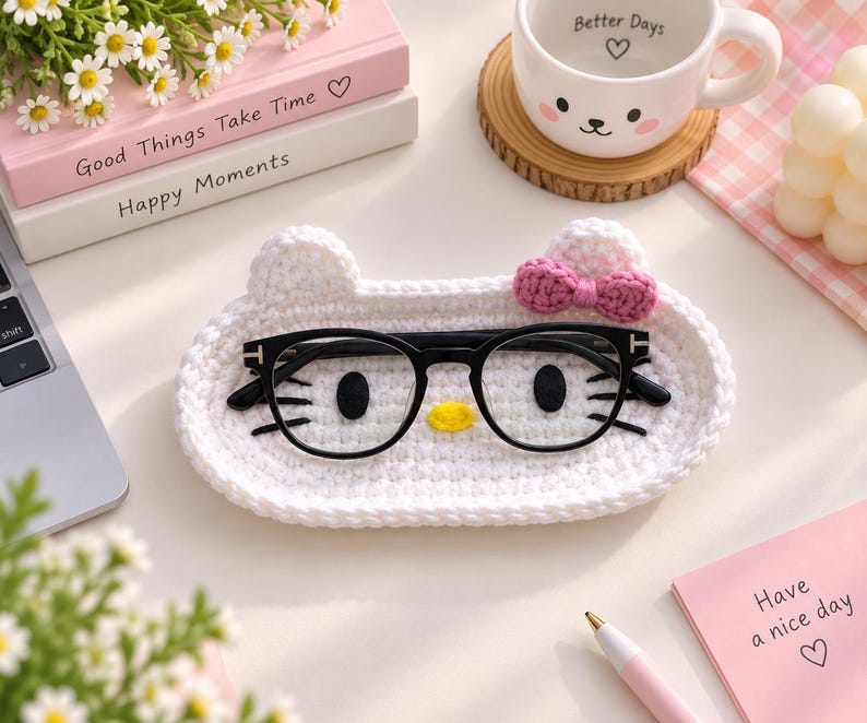 Crochet Bear Glasses Holder, Teddy Bear Eyeglass, Gift For Him, Gift For Her, Kitty Glasses Holder, Bear Case Holder, Miffy Glasses Holder