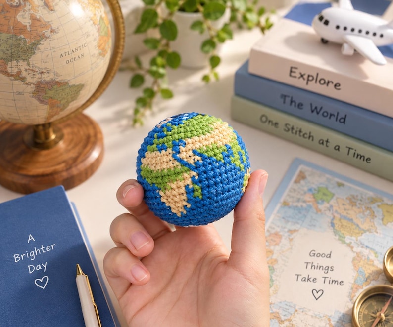 Crochet Earth Keychain, Amigurumi Globe Keyring, Project Hail Maryi As Seen In The Movie, Mini Planet Earth Bag Charm, Earth Day Gift