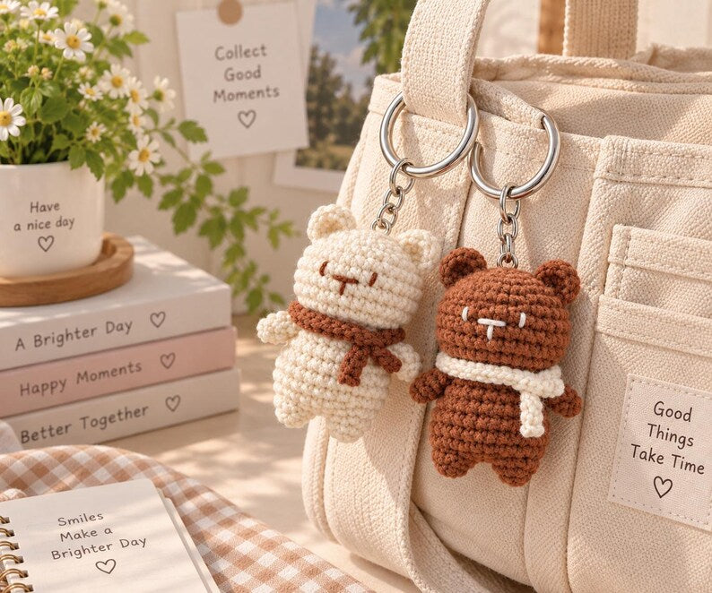 Crochet Bear Couple, Handmade Teddy Bear Plush, Cute Bear Doll, Amigurumi Animal, Couple Gift, Anniversary Gift for Her, Christmas Gift