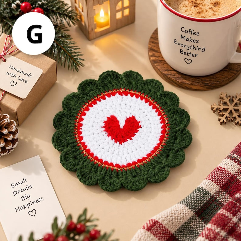 Crochet Christmas Coasters, Handmade Holiday Coaster, Santa Snowman Table Decor, Christmas Mug Rug, Festive Crochet Gift, Christmas Gift
