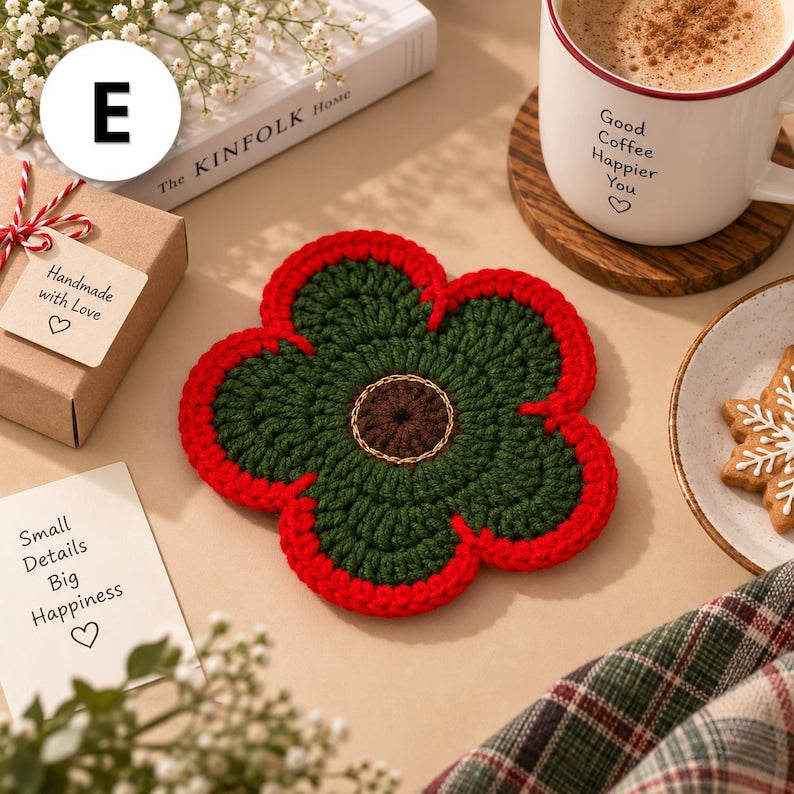 Crochet Christmas Coasters, Handmade Holiday Coaster, Santa Snowman Table Decor, Christmas Mug Rug, Festive Crochet Gift, Christmas Gift