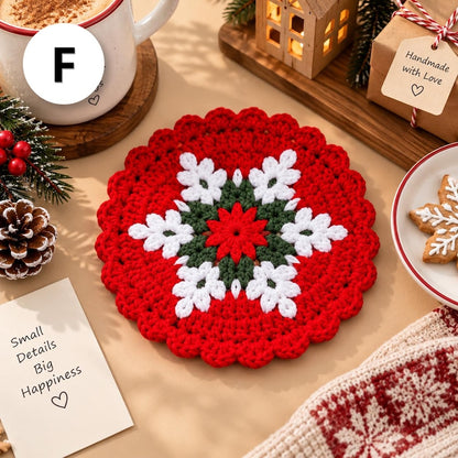 Crochet Christmas Coasters, Handmade Holiday Coaster, Santa Snowman Table Decor, Christmas Mug Rug, Festive Crochet Gift, Christmas Gift