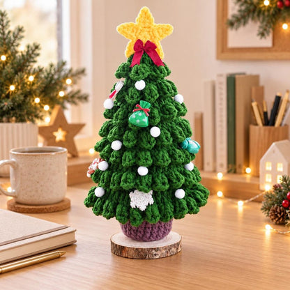 Handmade Crochet Christmas Tree | Green Yarn Tabletop Decoration