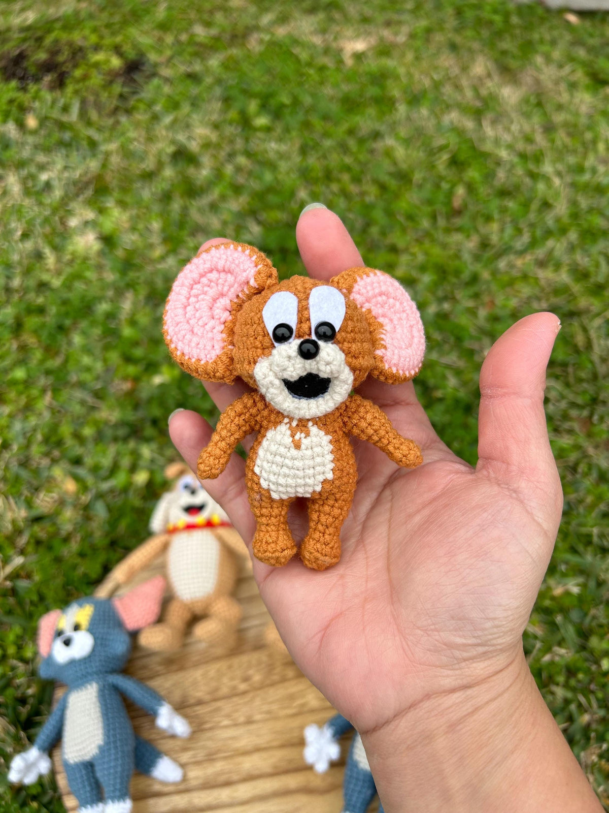 Handmade Crochet Amigurumi Tom And Jerry keychain