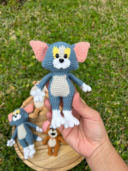Handmade Crochet Amigurumi Tom And Jerry keychain