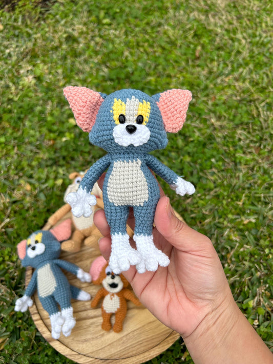 Handmade Crochet Amigurumi Tom And Jerry keychain