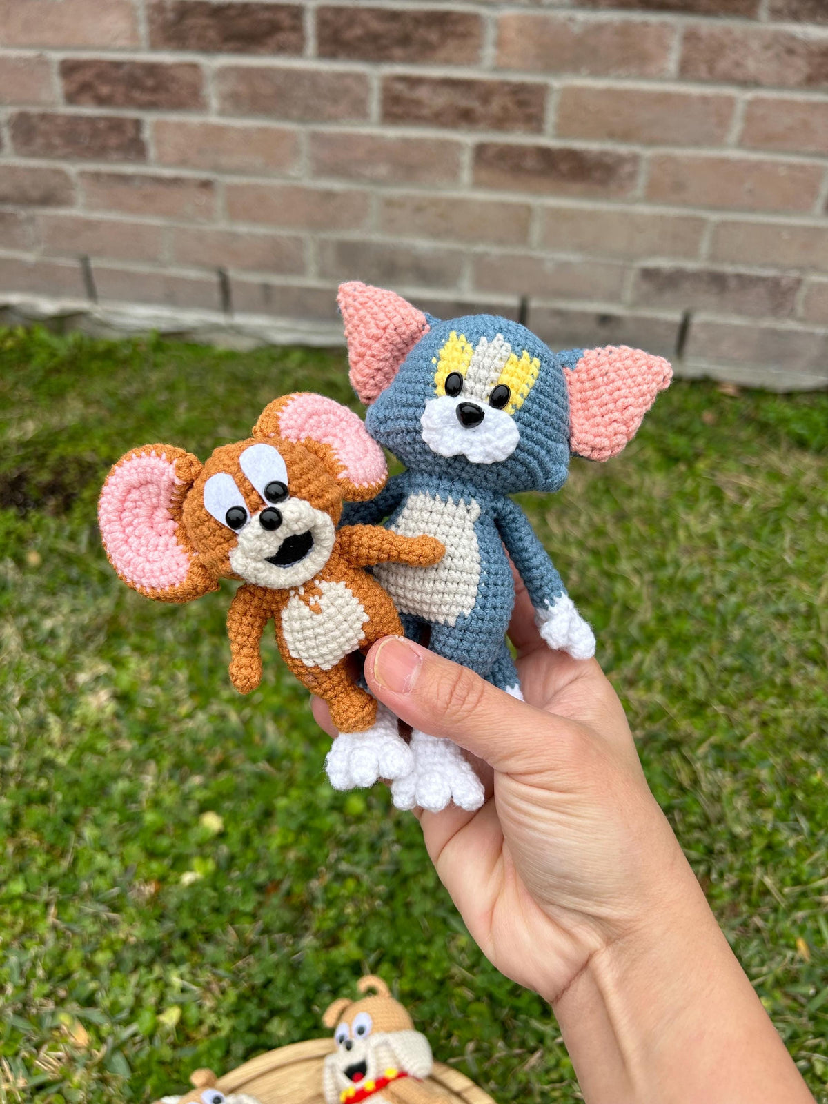 Handmade Crochet Amigurumi Tom And Jerry keychain