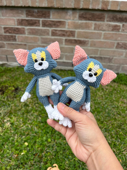 Handmade Crochet Amigurumi Tom And Jerry keychain