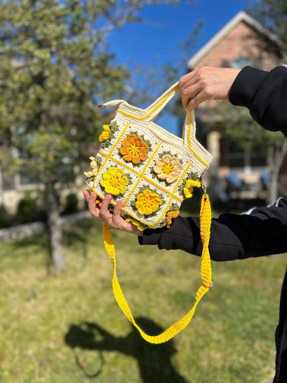 Handmade Crochet Flowers Shoulder Bag, Crochet Flowers Handbags, Valentine Gift, Birthday Gift