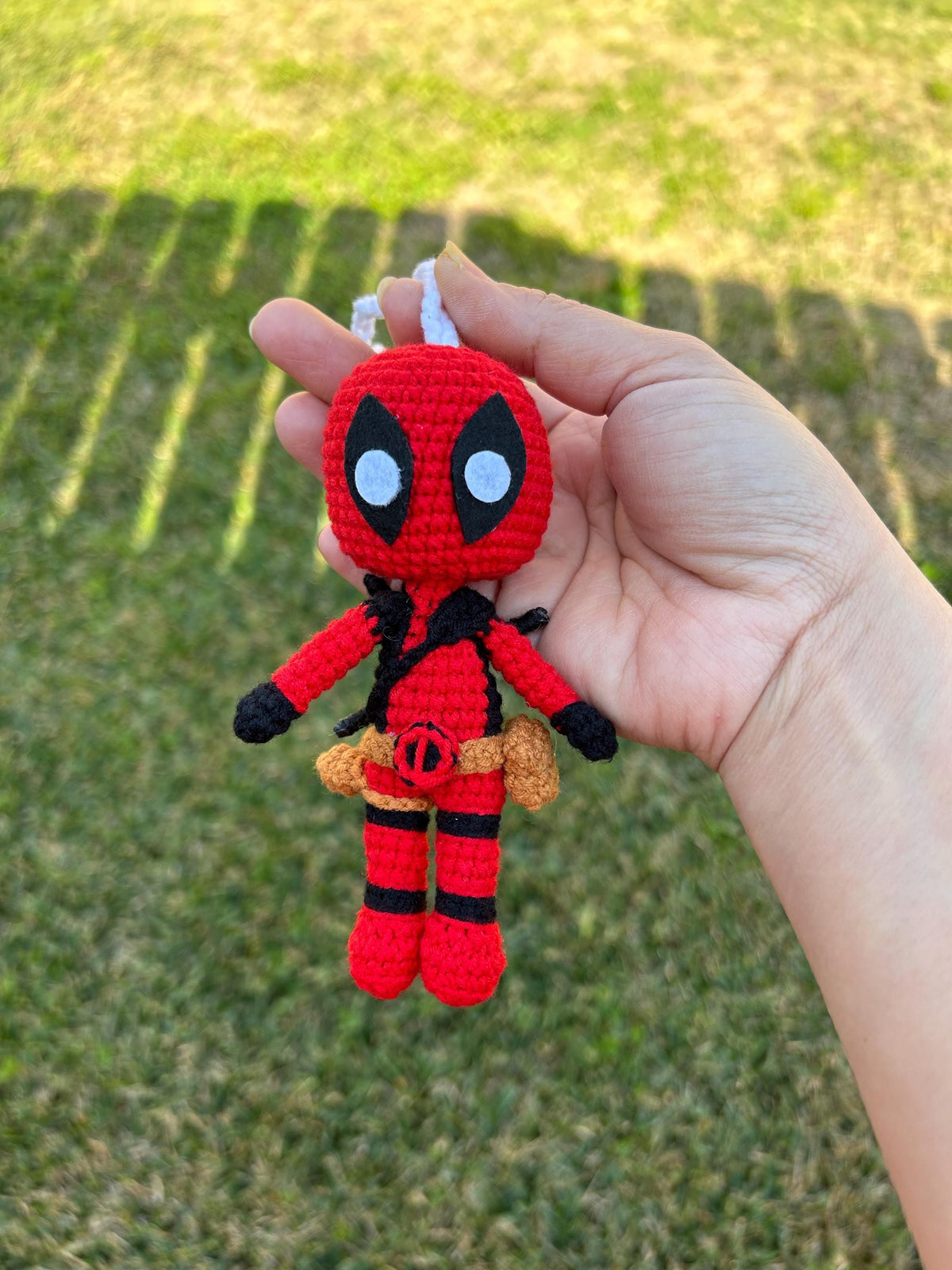 Crochet Deadpool and Wolverine Car Hanging, Handmade Baby Yarn