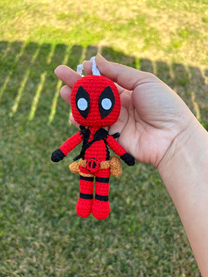 Crochet Deadpool and Wolverine Car Hanging, Handmade Baby Yarn