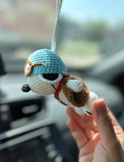Crochet Snoopy Keychain: Soft Baby Yarn, Party Hat