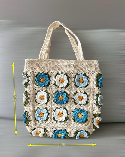 Handmade Crochet Flowers Shoulder Bag, Crochet Flowers Handbags, Valentine Gift, Birthday Gift