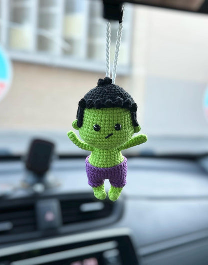 Handmade Crochet Batman Car Charm, Superhero Decor