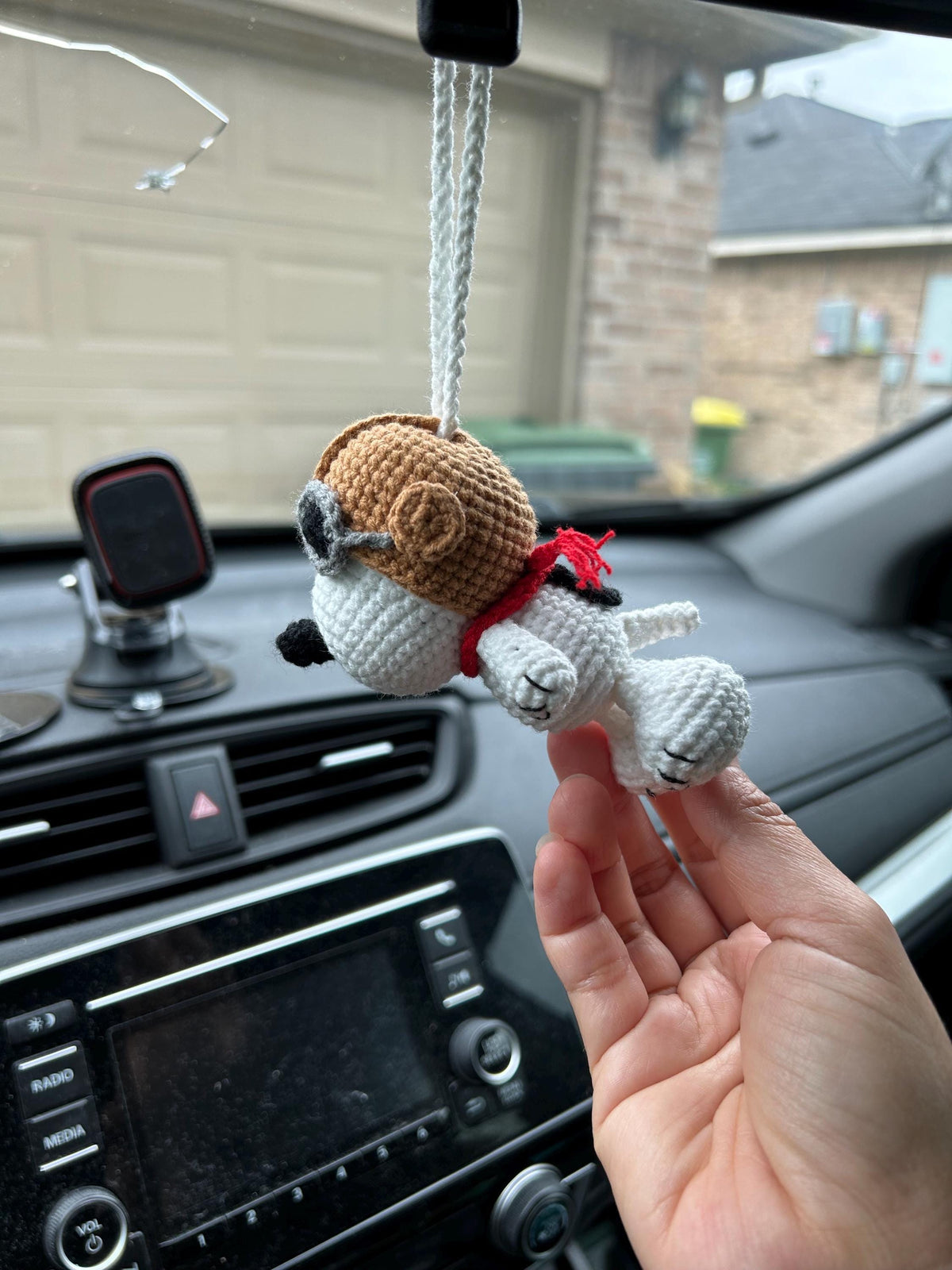 Crochet Snoopy Keychain: Soft Baby Yarn, Party Hat