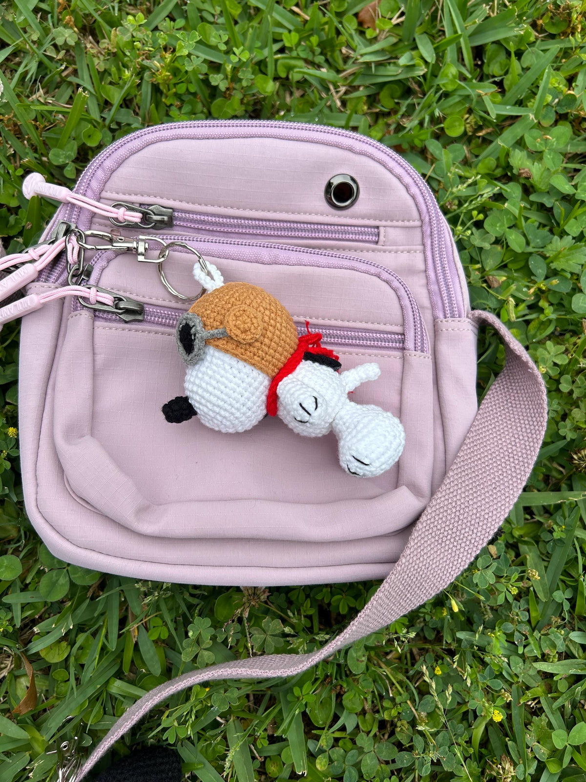 Crochet Snoopy Keychain: Soft Baby Yarn, Party Hat
