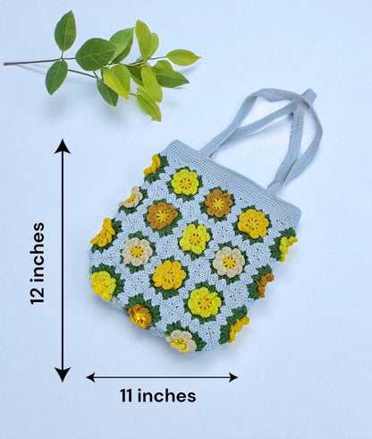 Handmade Crochet Flowers Shoulder Bag, Crochet Flowers Handbags, Valentine Gift, Birthday Gift