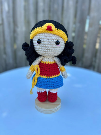 Crochet Superhero 18cm Amigurumi With Stand: Handmade Plush Toy