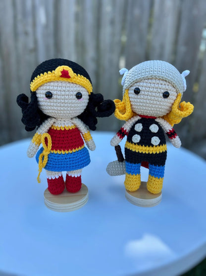 Crochet Superhero 18cm Amigurumi With Stand: Handmade Plush Toy