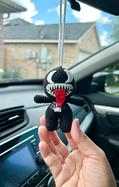 Handmade Crochet Batman Car Charm, Superhero Decor