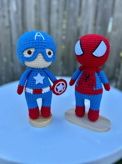 Crochet Superhero 18cm Amigurumi With Stand: Handmade Plush Toy