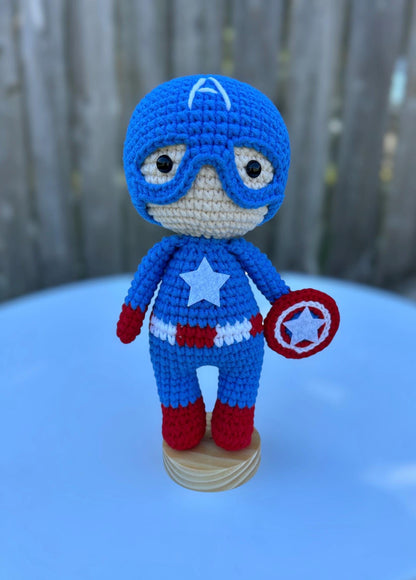 Crochet Superhero 18cm Amigurumi With Stand: Handmade Plush Toy