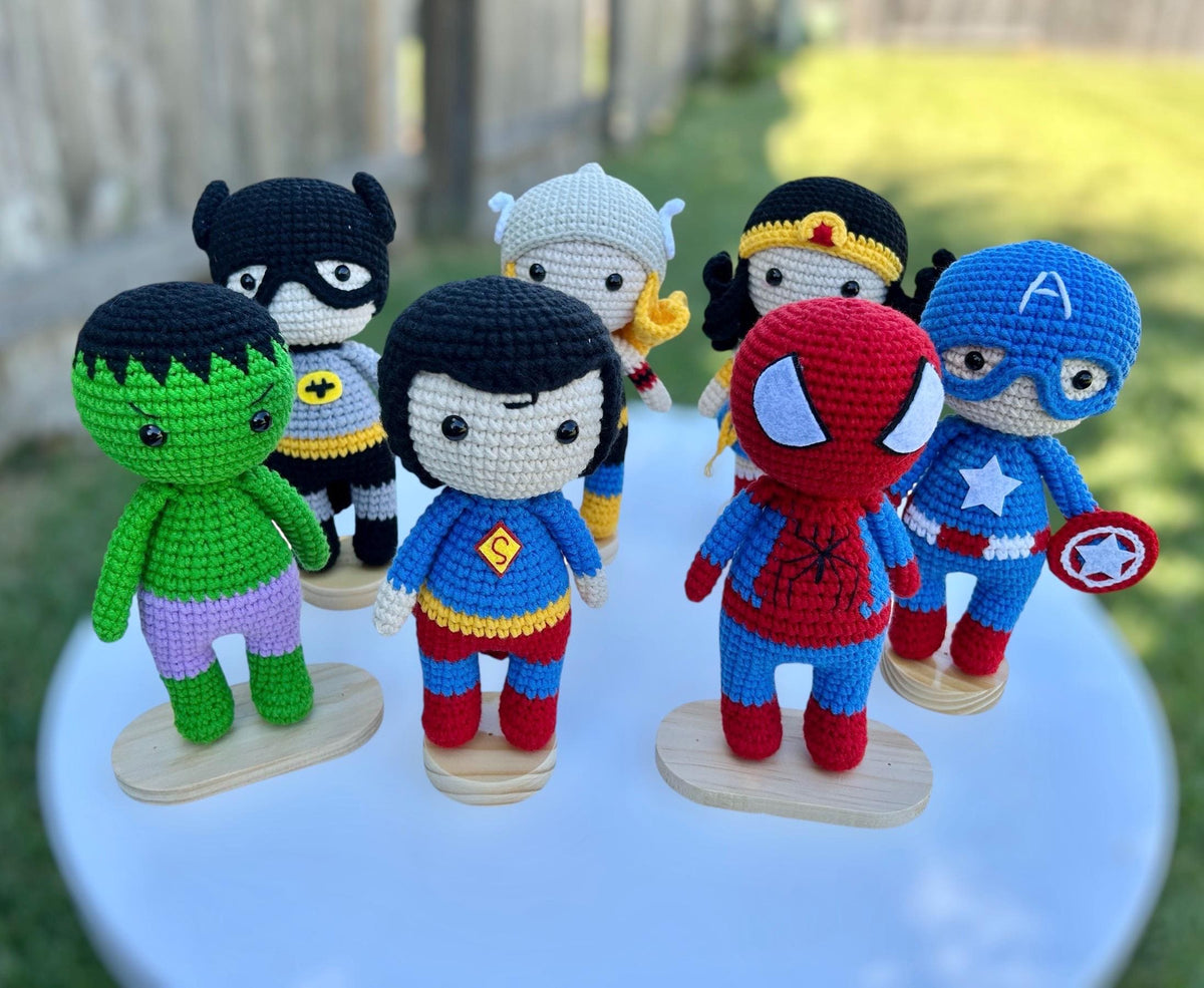 Crochet Superhero 18cm Amigurumi With Stand: Handmade Plush Toy