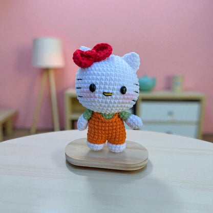 Crocheted Hello Kitty Plushie: Handmade Amigurumi Gift
